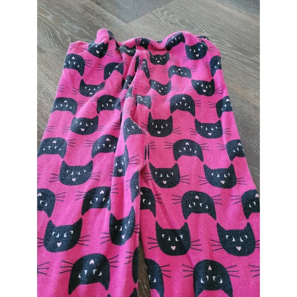 Hanna Andersson Pink Black Cat Pajama Pants Organic Cotton Kids Size 130 US 8 #9